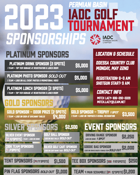 Register Now for the 2023 IADC Permian Basin Golf Tournament May 22 – Odessa