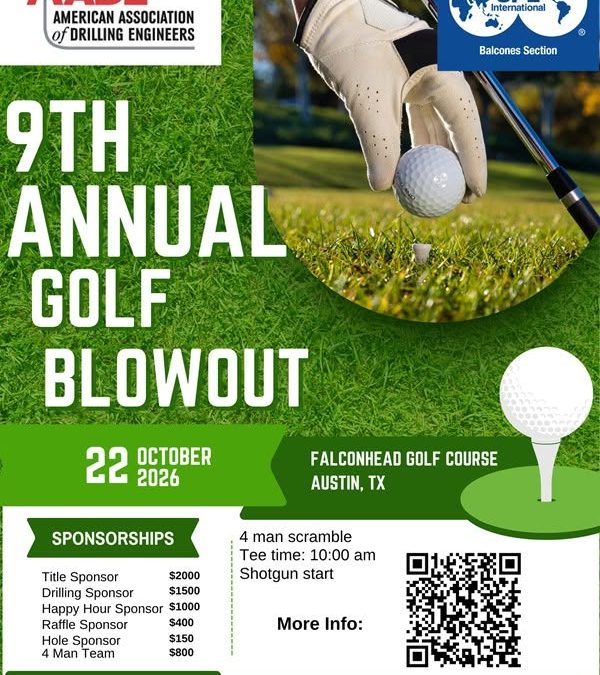 Register Now for the 9th Annual Austin AADE/SPE Golf Blowout – Oct 22, 2026 – Austin, TX