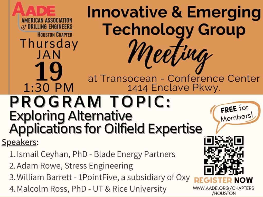 Register Now for the AADE Houston Innovative & Emerging Technology