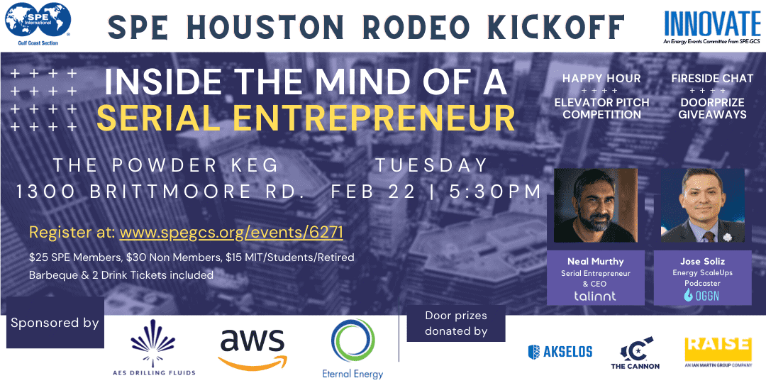 Register Now for the SPE “Inside the Mind of A Serial Entrepreneur” Feb 22 – Houston