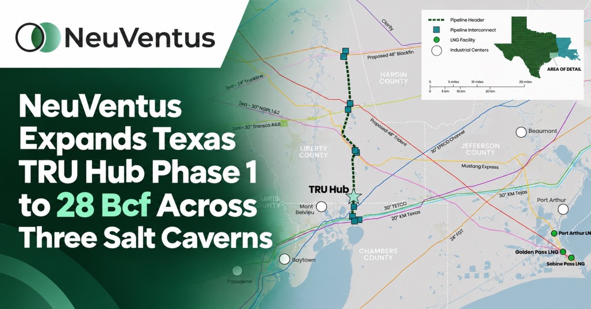 NeuVentus Expands Texas TRU Hub Phase 1 to 28 Bcf Across Three Salt Caverns Allstream