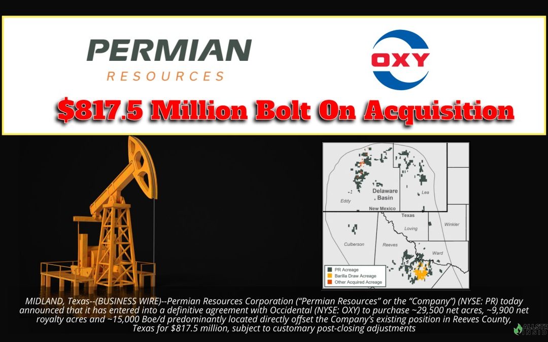 $817.5 Million Acquisition: Permian Resources Announces Strategic Bolt-On Acquisition of Core Delaware Basin Assets