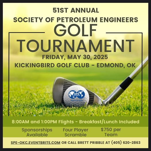 Register for the Society of Petroleum Engineers Oklahoma City Section 51st Annual SPE-OKC Golf Tournament  May 3 – Edmond, OK