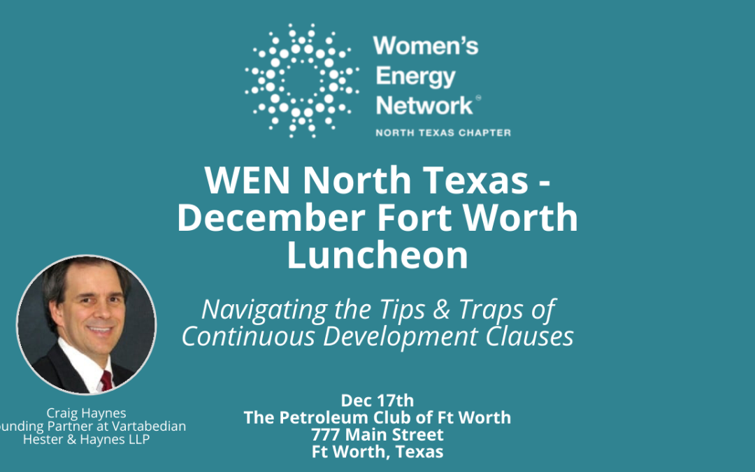 Register now for Women’s Energy Network North Texas Luncheon Dec 17, 2025-Ft Worth