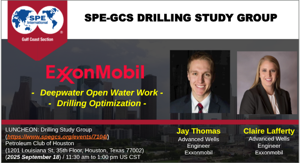 Register Now for the SPE Gulf Coast Section Deepwater Open Water Work Drilling Optimization – Sept. 18, 2025 – Houston, TX