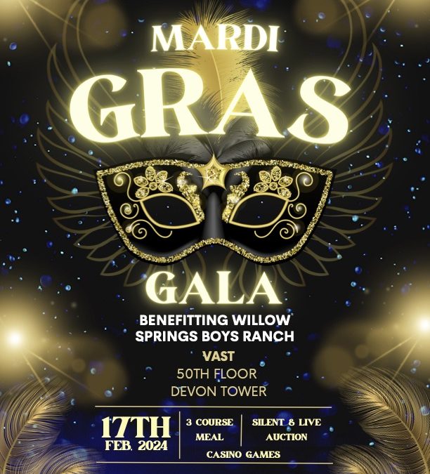 Register now for the SPE OKC Mardi Gras Gala benefitting Willow Springs Boys Ranch Feb 17, 2024