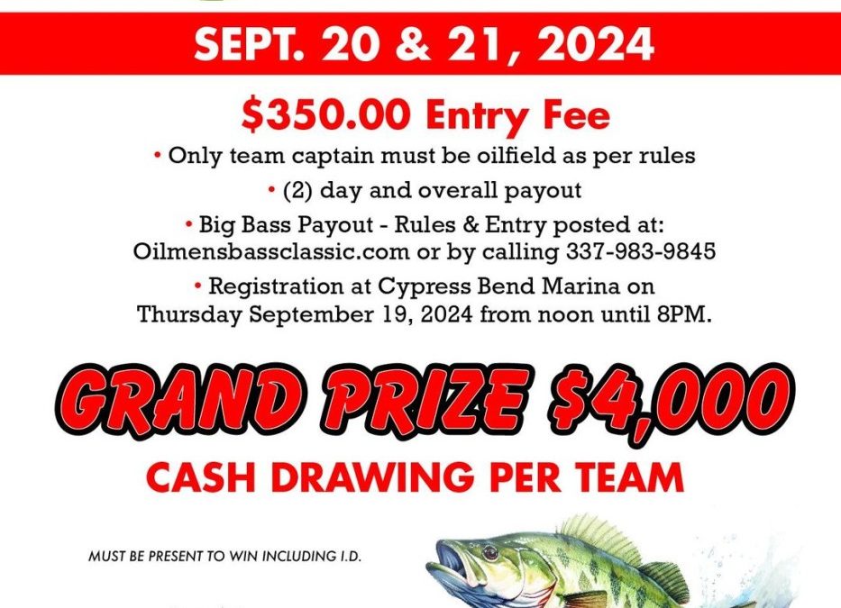 2024 Oilmen’s Bass Classic September 20th & 21st – Toledo Bend