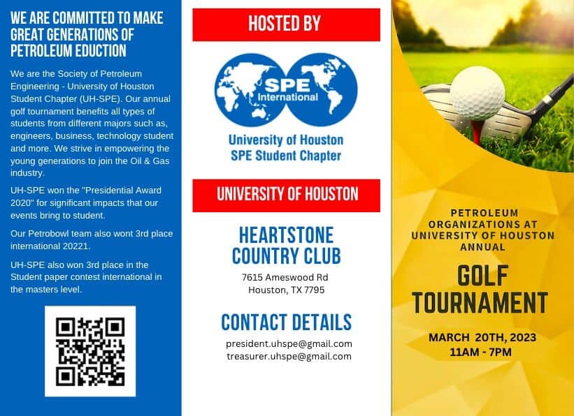 Register Now for the UofH Society of Petroleum Engineers (SPE) Fund Raising Golf Tournament March 20th – Houston