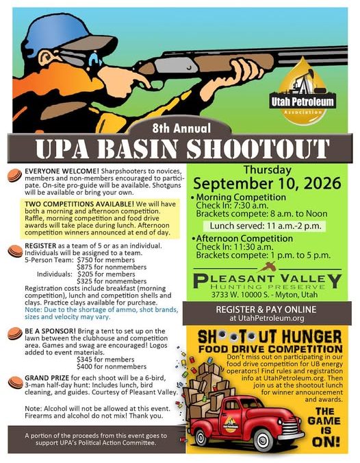 Register Now for the Utah Petroleum Association 5th Annual UPA Basin Shootout – Sept 10, 2026 – Myton, UT