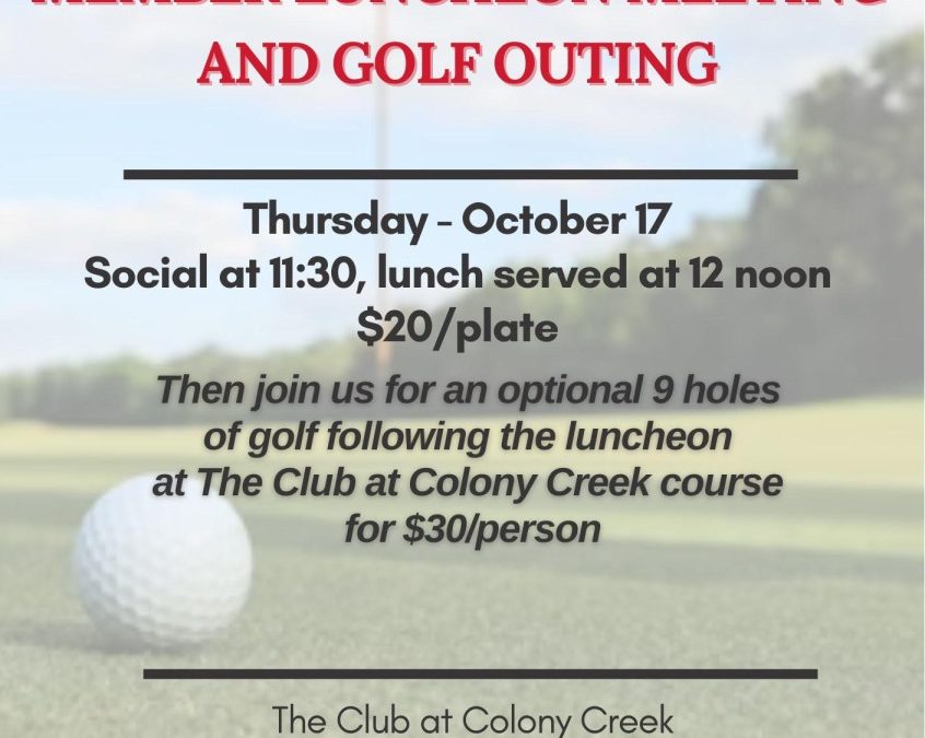 Register now for the next Victoria API Member Luncheon and Optional Golf Outing!  Be sure and RSVP by October 10th- Victoria, Tx